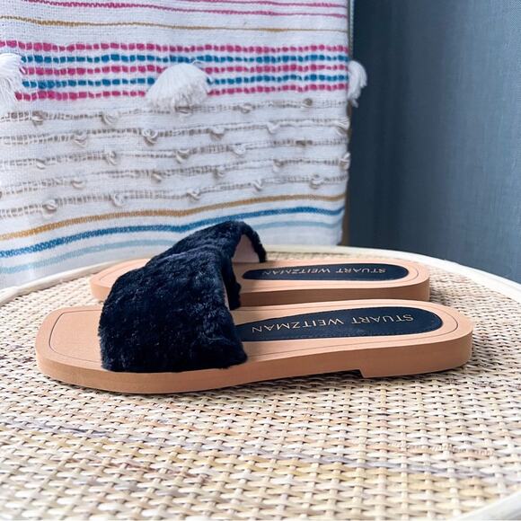 Stuart Weitzman Cammy Shearling-Strap Slide Sandals Women’s Size 6.5 - Picture 4 of 8